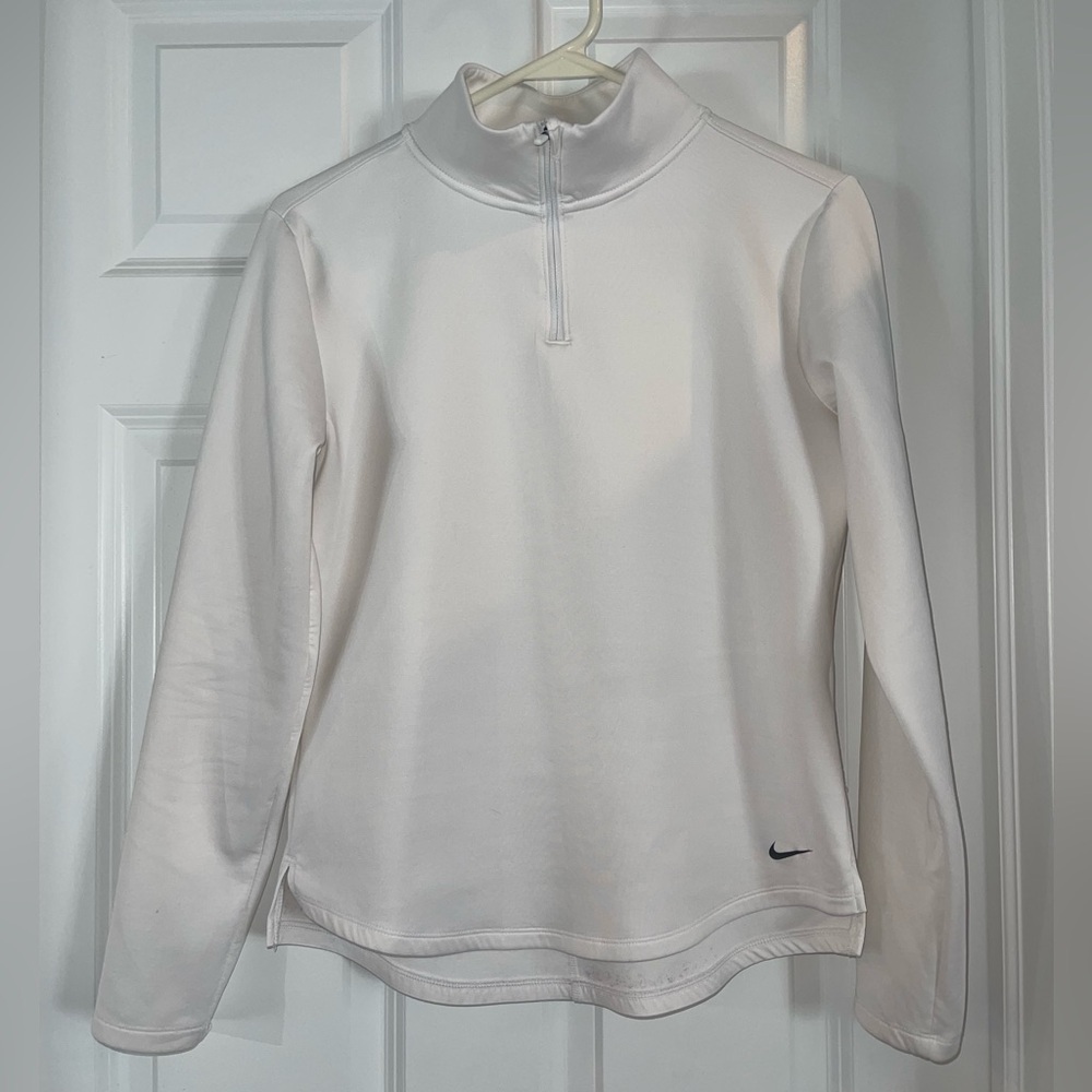 Nike Thermafit Women’s Quarter Zip Pullover Off White Size S Athletic Running